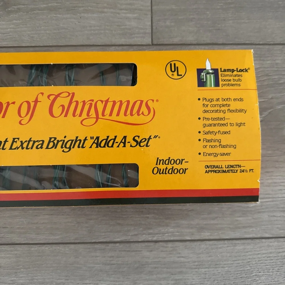 Vintage 1991 Kodak Color of‎ Christmas 50 Light Extra Bright Add-A-Set 24' Decor